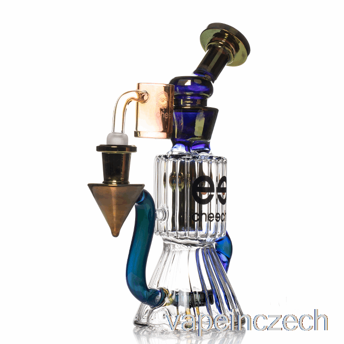 Cheech Glass Diamond Tube Recycler Dab Rig Blue Vape Pen